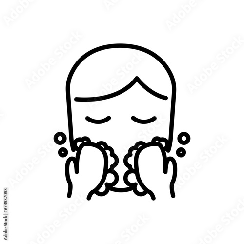 face washing vector icon in line style