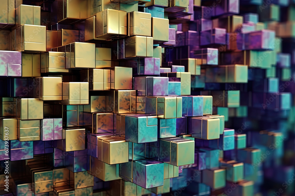Abstract background with structure of cubes. Colorful cubes texture for technology backdrop.