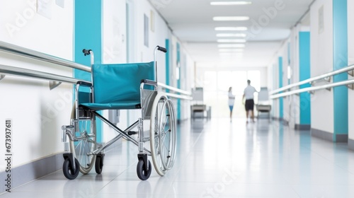 Wheelchair at hospital corridor