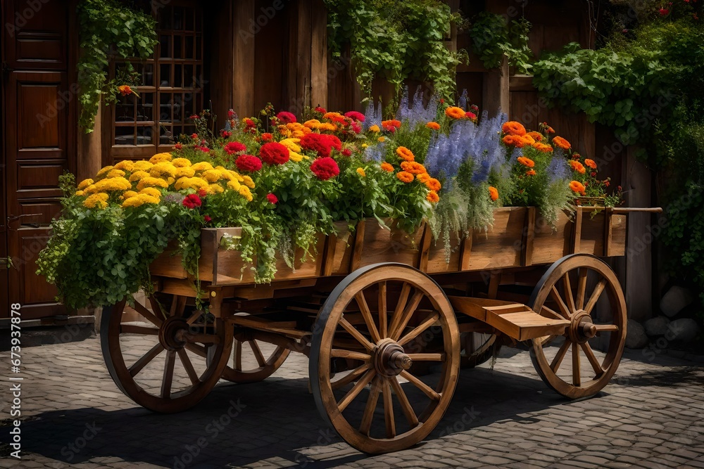 cart of flowers
