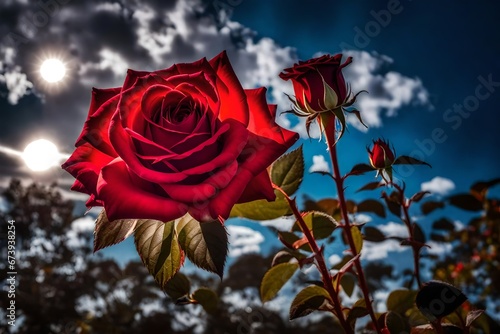 red rose against sky