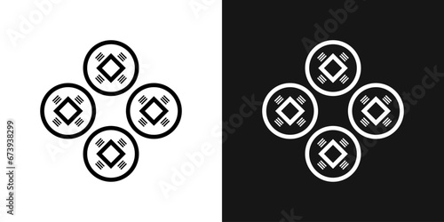 Traditional Chinese coin vector icon. China coin, luck symbol