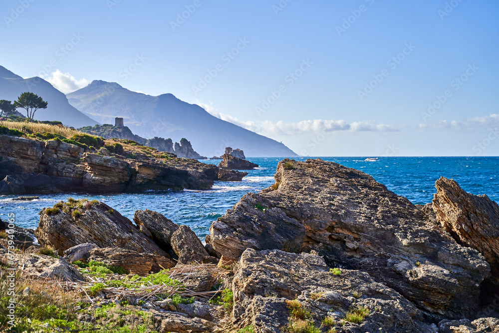 Rocky seashore in Sicily