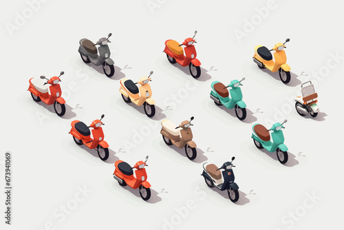 Vector of a row of motorbikes