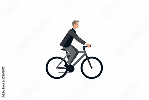 Vector of a man riding a bicycle on a white background