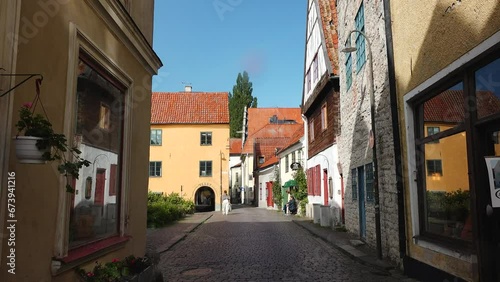 Visby Sweden. Street landscape. Medieval city. Gotland Sweden. Town on the Swedish island located in the Baltic Sea. Popular tourist destination in Sweden. photo