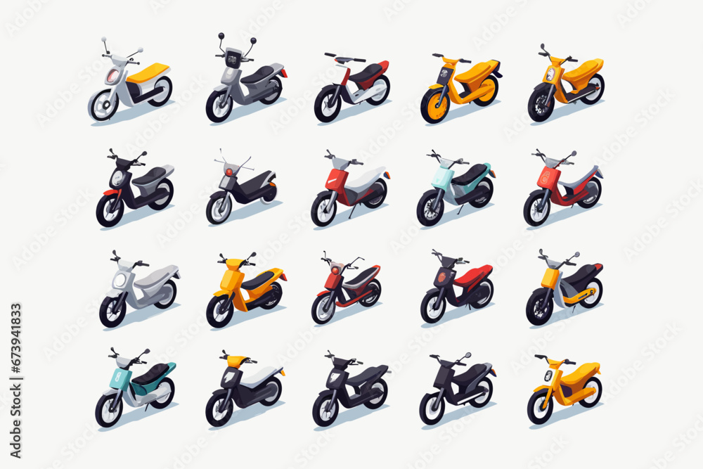 Fototapeta premium Vector of a row of motorbikes