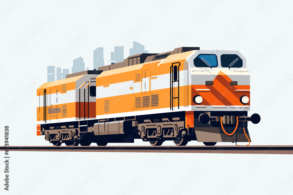 Vector of an orange and white locomotive Vector of an orange and white locomotive