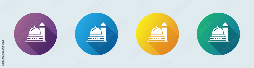 Mosque solid icon in flat design style. Islamic signs vector illustration.