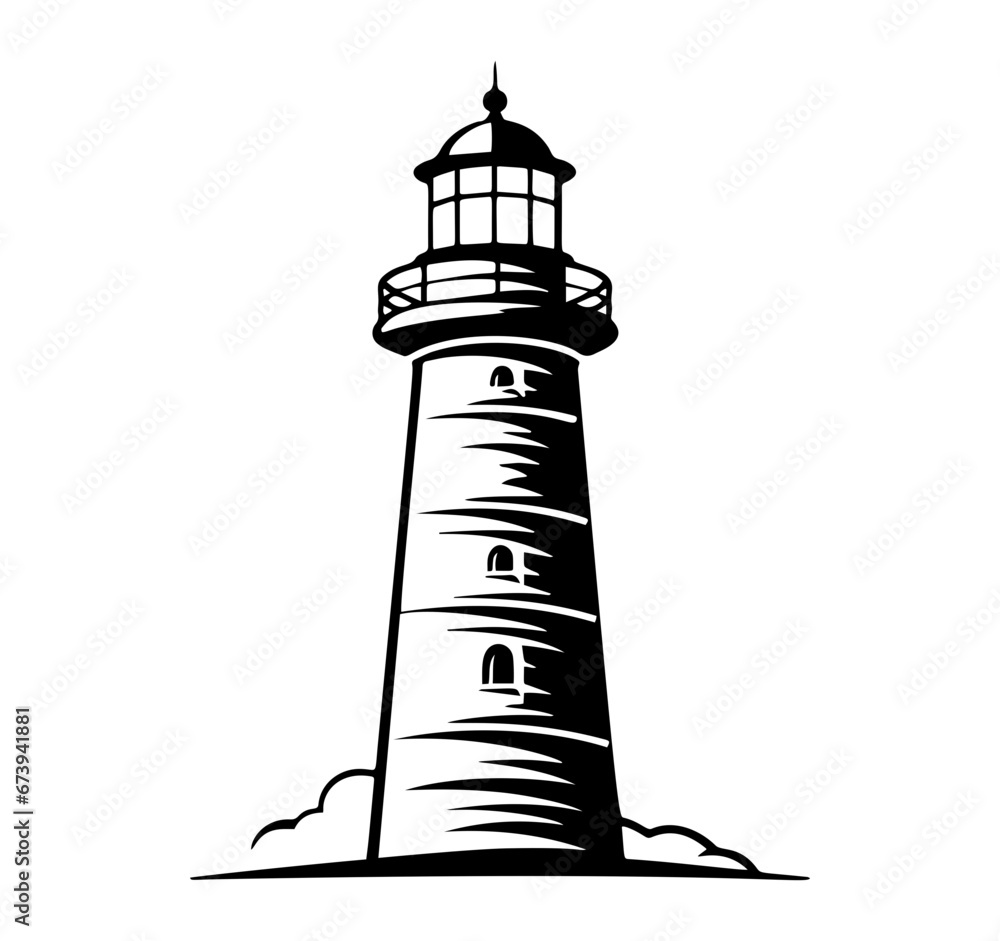 Lighthouse logo formed with simple and modern shape, drawing elegant minimalist style	