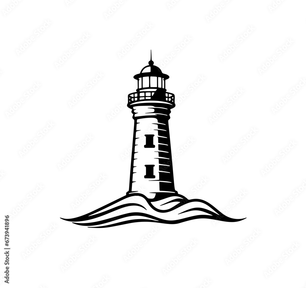Lighthouse logo formed with simple and modern shape, drawing elegant minimalist style	