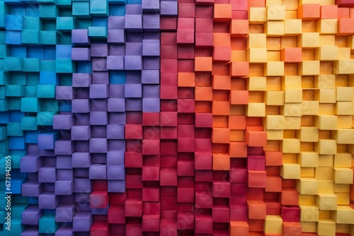 wall made of colorful toy blocks. Generative AI