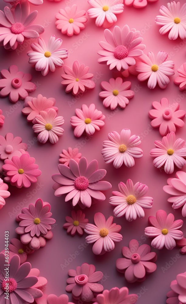 Beautiful Pink flowers wallpaper. Modern ideas in the design, 3d illustration, Generative AI