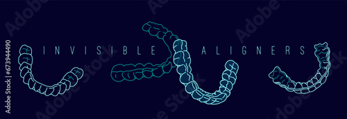 Orthodontic silicone trainer. Medical banner in outline style.