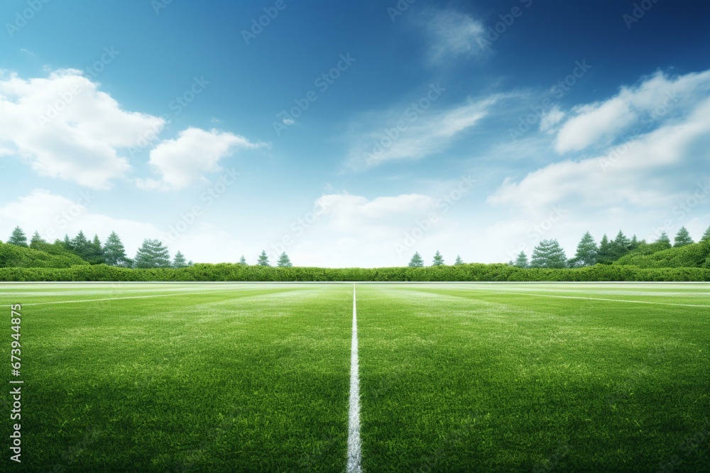 A 3D white background soccer field rendering. Generative AI