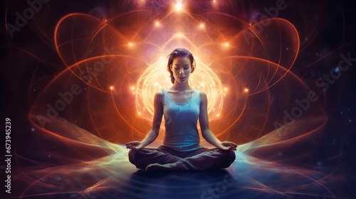 Futuristic Meditative Moment in Cyber-Chinese Serenity