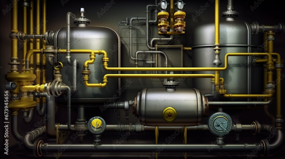 Industrial plant background with shiny pipes. Industrial plant background with shiny pipes.