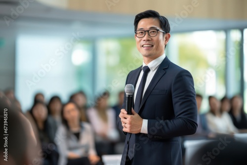 Asian Male Business Person Presenting Corporate Style Generative AI