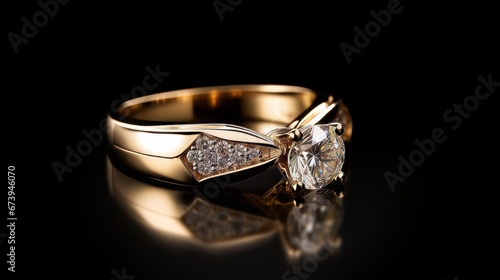 Black background with a diamond engagement ring. wedding idea
