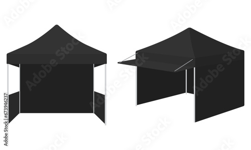 Collection of flat design black booth tents