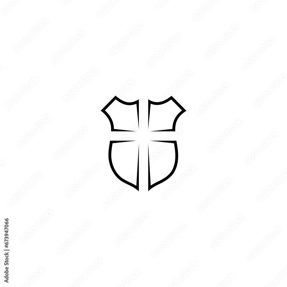 Christian cross and shield of faith icon isolated on white background Christian cross and shield of faith icon isolated on white background