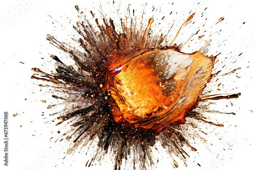 Abstract colorful powder explosion. Paint or cosmetics burst on white background. © swillklitch
