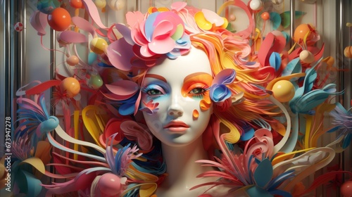 Artistic 3D illustration, an immersion in the beauty of multidimensional art