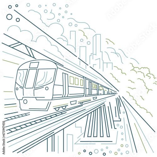 Sleek, modern electric train traverses a bridge that spans a wide, glistening river.