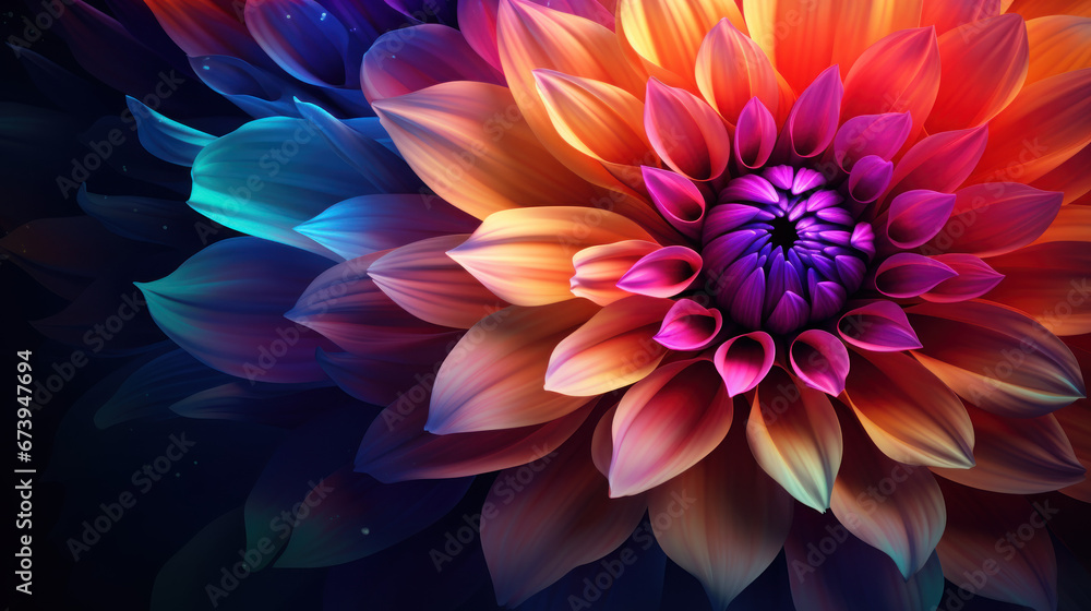 Colorful Bloom Close-up. Generative AI. Colorful Bloom Close-up. Generative AI.