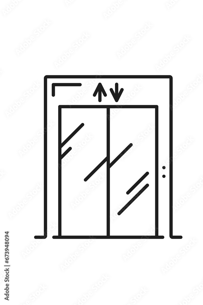 Real estate icon of elevator for home sale and house building rent, vector outline. Real estate apartments or residential property and commercial business agent, line symbol for house or office sale Real estate icon of elevator for home sale and house building rent, vector outline. Real estate apartments or residential property and commercial business agent, line symbol for house or office sale