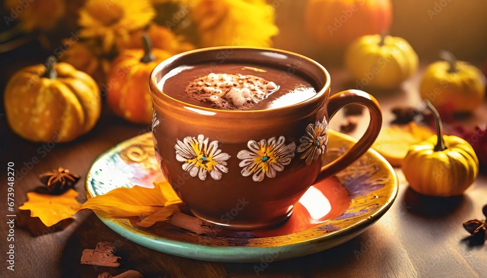 cup of coffee with leaves cup of coffee with leaves