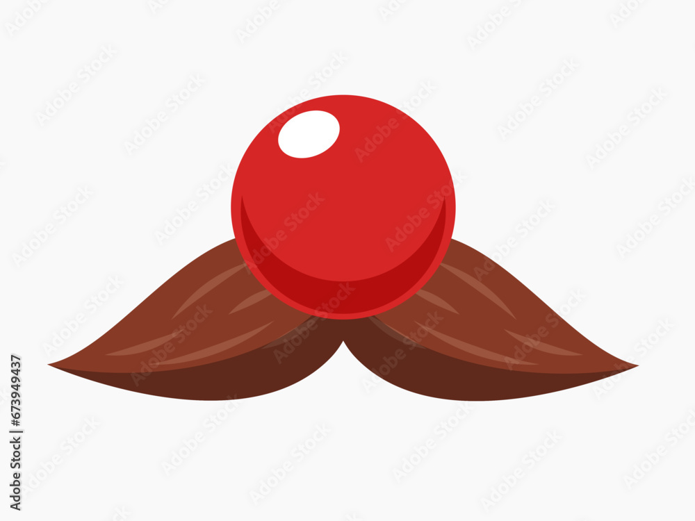 A red nose with brown moustache. Isolated Vector Illustration - obrazy, fototapety, plakaty 