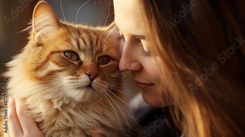 A gentle kiss between a cat and its adoring human