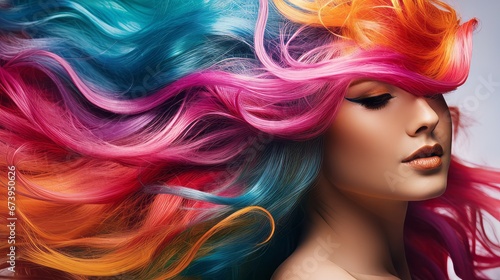 A person with colorful  vibrant hair