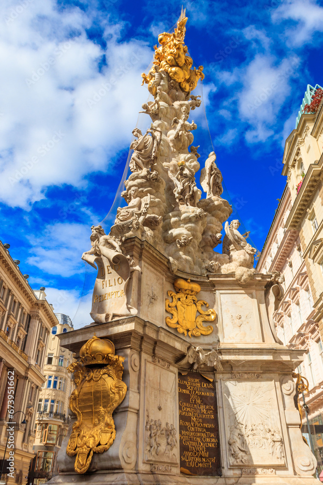 The Plague Column, or Trinity Column, is a Holy Trinity column located on the Graben, a street in the inner city of Vienna, Austria