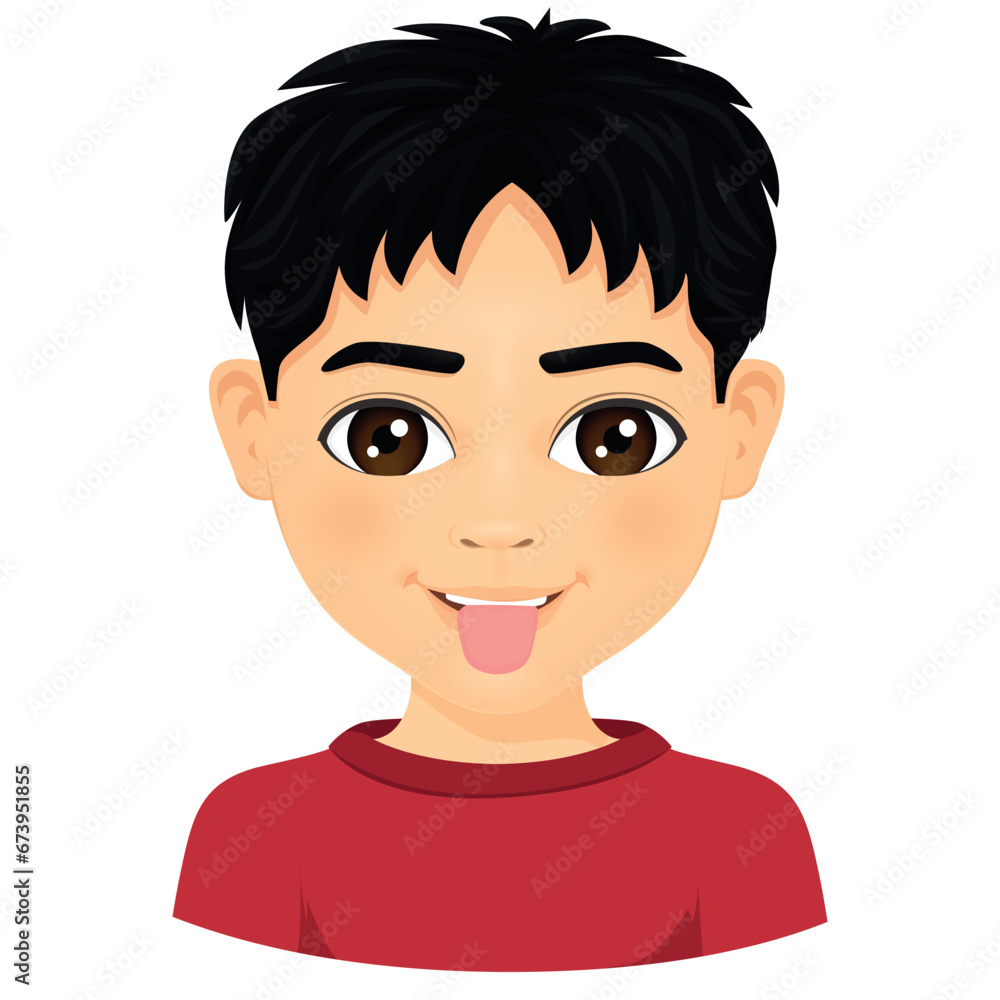 cute boy with his tongue out