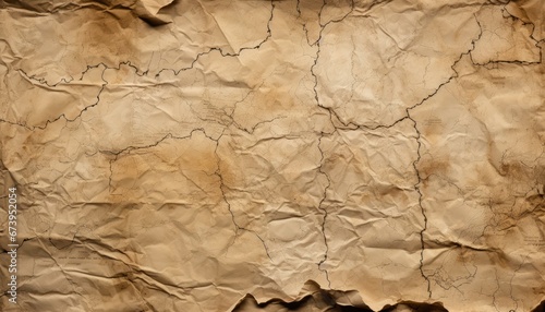 Photo of a Weathered Piece of Brown Paper with Intricate Cracks and Texture photo