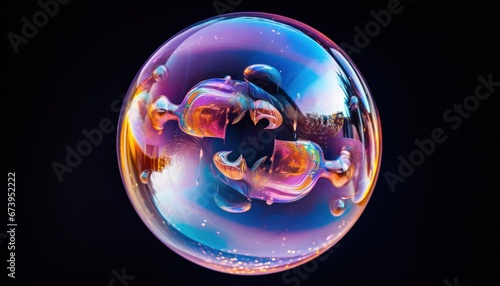 Photo of a Shimmering Soap Bubble Floating in the Air