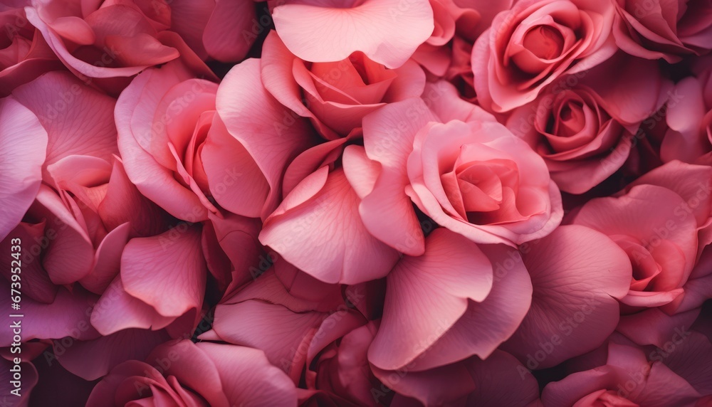 Photo of a Stunning Collection of Close-Up Pink Roses in Full Bloom Photo of a Stunning Collection of Close-Up Pink Roses in Full Bloom