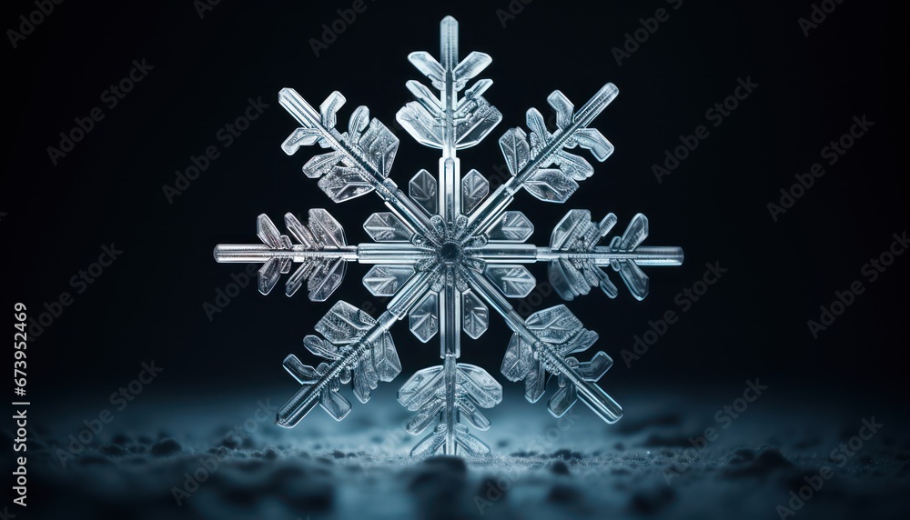 Photo of a Shimmering Snowflake Illuminated in the Night Photo of a Shimmering Snowflake Illuminated in the Night