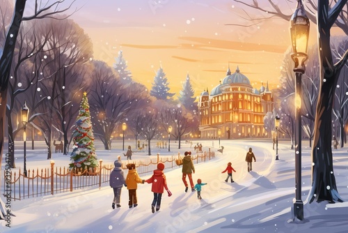 cartoon illustration of the winter holiday