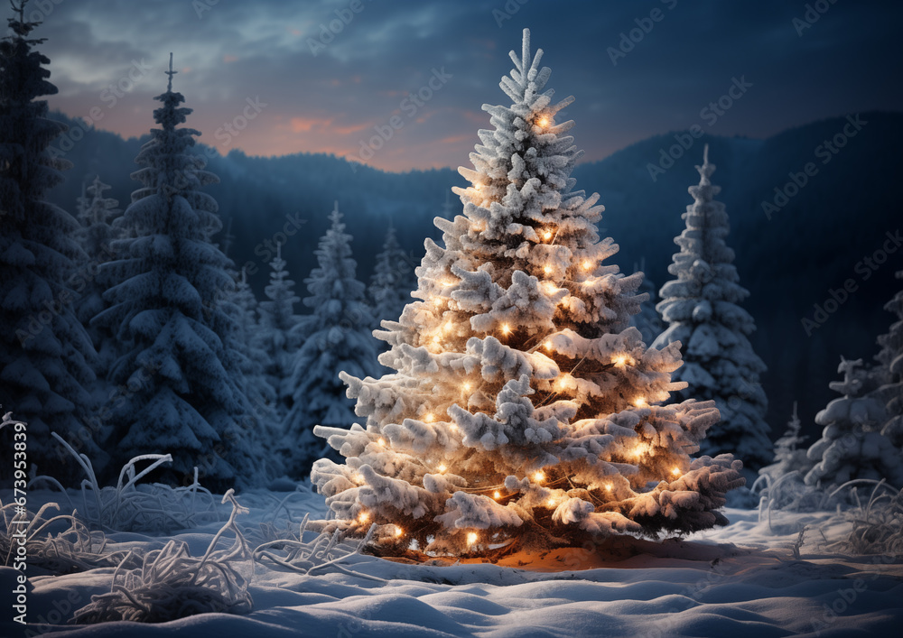 Magia Bożego Narodzenia w Cichym Leśnym Zakątku - obrazy, fototapety, plakaty 