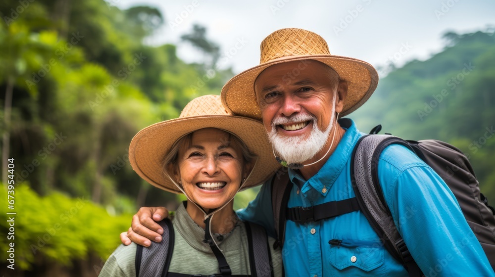 A retired couple traveling the world with their financial savings
