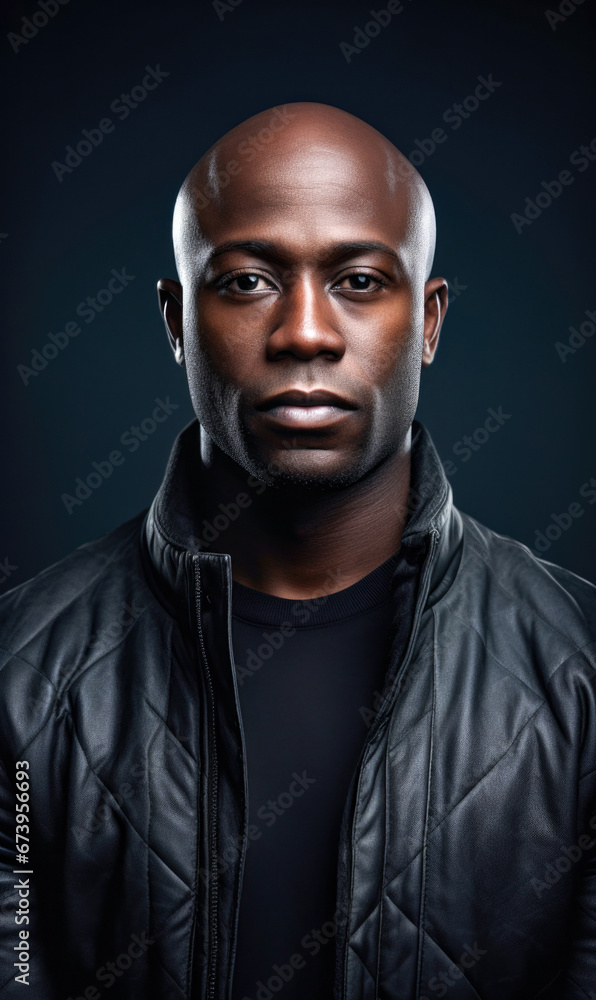 In a studio setting, a solemn man is depicted. A young model of a specific ethnicity stands against a gray backdrop In a studio setting, a solemn man is depicted. A young model of a specific ethnicity stands against a gray backdrop