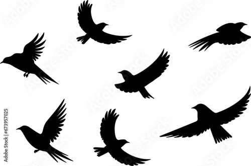 birds in flight simple black silhouette vector set of bird flying different angles