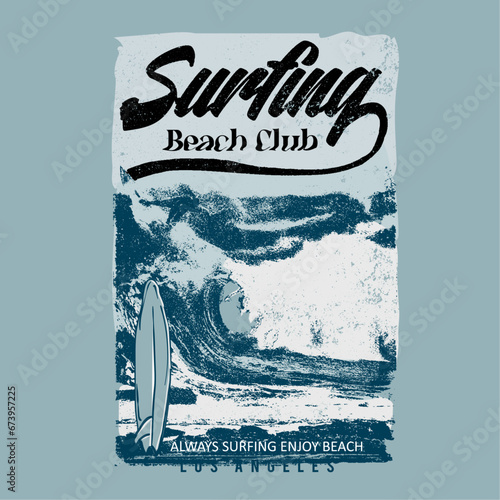 Sticker surfing Original big waves vintage summer beach vector for graphic tee t-shirt and sweatshirt, Summer good vibes graphic print design for t shirt print, poster, sticker, background and other uses