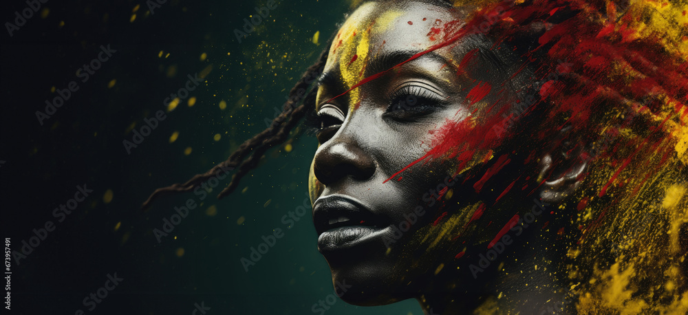 Black History Month painting with a lady, idea of Black History Month. Generative Ai. Black History Month painting with a lady, idea of Black History Month. Generative Ai.