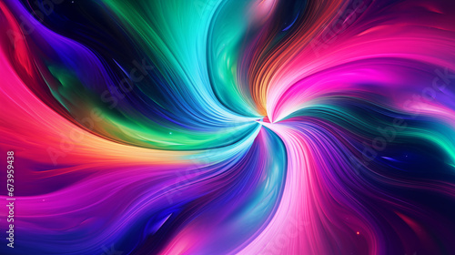 Swirling vortex of neon colors with gradients of purple, blue, and green wallpaper background