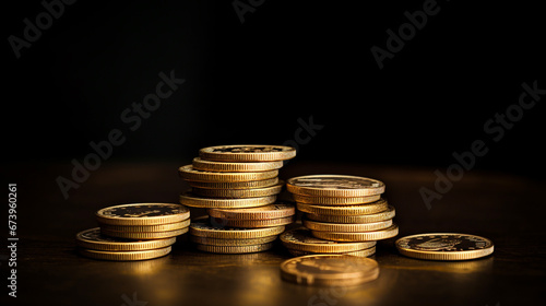 Wallpaper Mural A Pile of Gold Coins Against a Black Background with Copy Space Investment Concept Torontodigital.ca