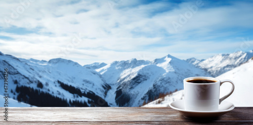 cup of coffee, mountain background  © anatolii